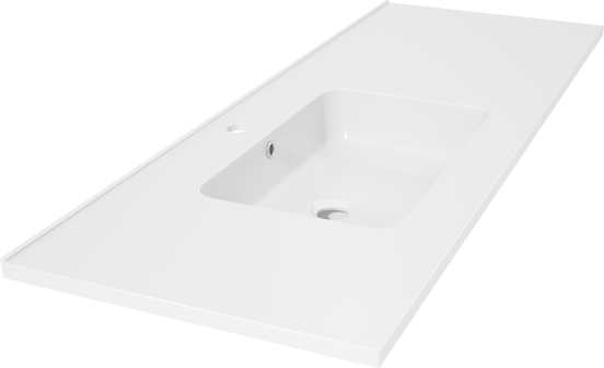 Linie Vano plan vasque asymétrique à gauche marbre composite brillant 120 x 46 cm