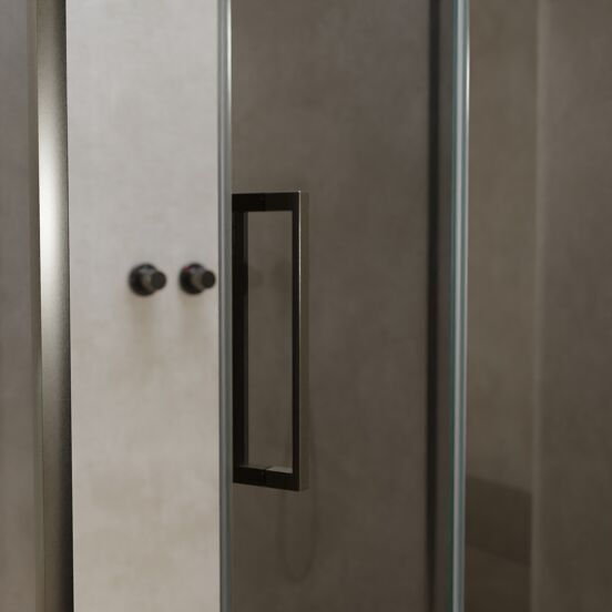 Balmani Senses Design douche en coin avec porte pivotante à droite et paroi latérale fixe, 120 x 80 cm, Miroir Reflex, Profil Brushed GunMetal, coating inclus