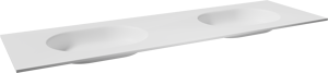Balmani Tablo Oval dubbele wastafel mat witte Solid Surface 180 x 55 cm