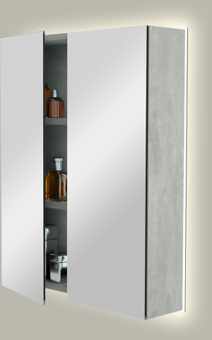 Storke Reflecta spiegelkast 60 x 75 cm beton donkergrijs met spiegelverlichting