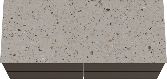Balmani Lucida zwevend badmeubel 135 x 55 cm zwart eiken met Stretto enkel of dubbel wastafelblad in terrazzo greige terrazzo