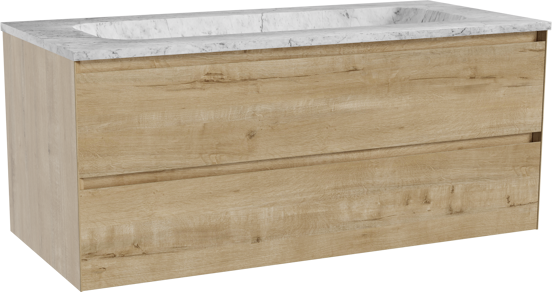 Balmani Mitra meuble salle de bains suspendu 120 x 55 cm chêne brut avec Tablo Arcato plan simple en marbre carrara