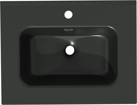 Linie Baro Einzelwaschtisch, schwarz matte Porzellan, 60 x 46 cm