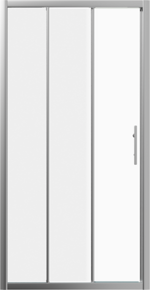 Linie Cadiz porte coulissante en trois parties 100 cm x 190 cm verre transparent profil chrome brossé