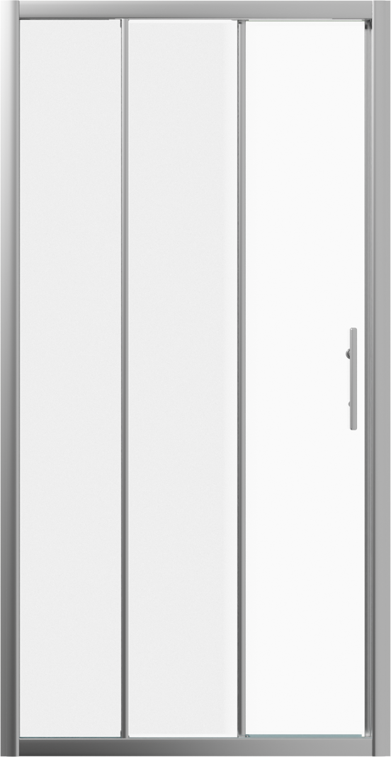 Linie Cadiz dreiteilige Dusche Schiebetür 100 cm x 190 cm Klarglas gebürstet Chrom Profil