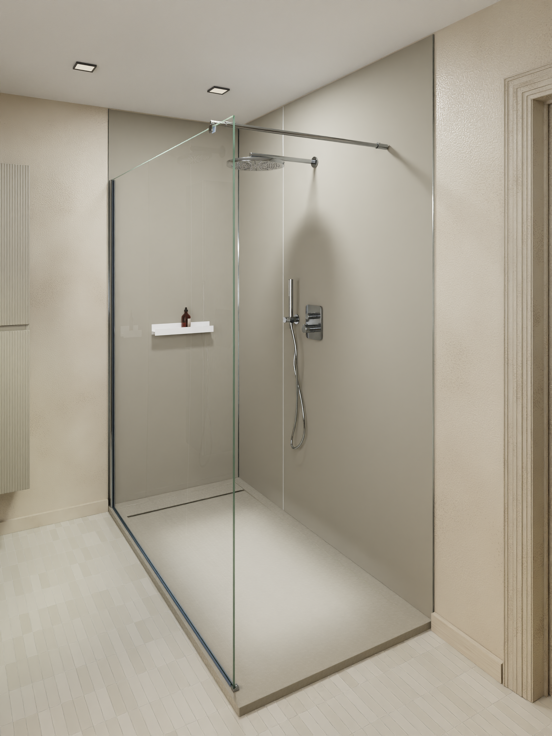 Luca Varess Dandy receveur de douche 180 x 90 cm marbre composite Soie grise mat structure rock
