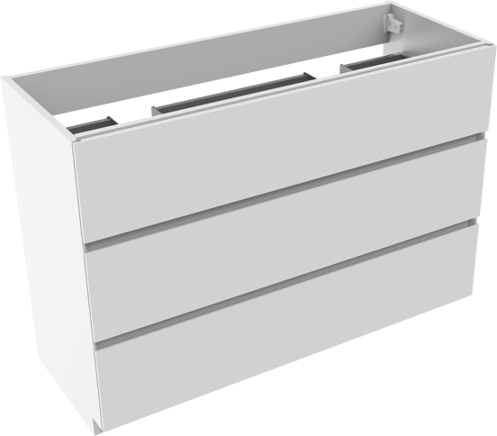 Storke Edge staande wastafelonderkast 120 x 46 cm glanzend wit 3 lades 2 sifonuitsparingen