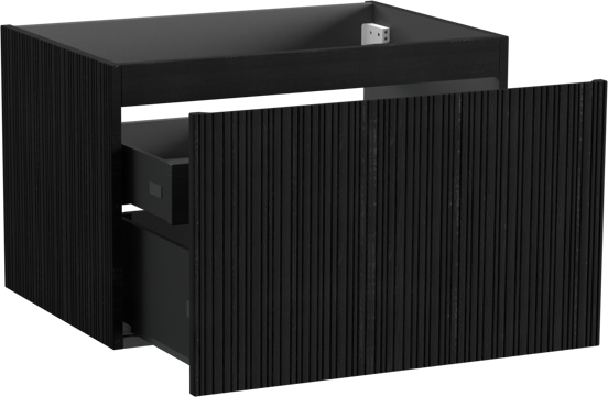 Storke Ribs zwevende wastafelonderkast 75 x 52 cm zwart eiken 2 lades