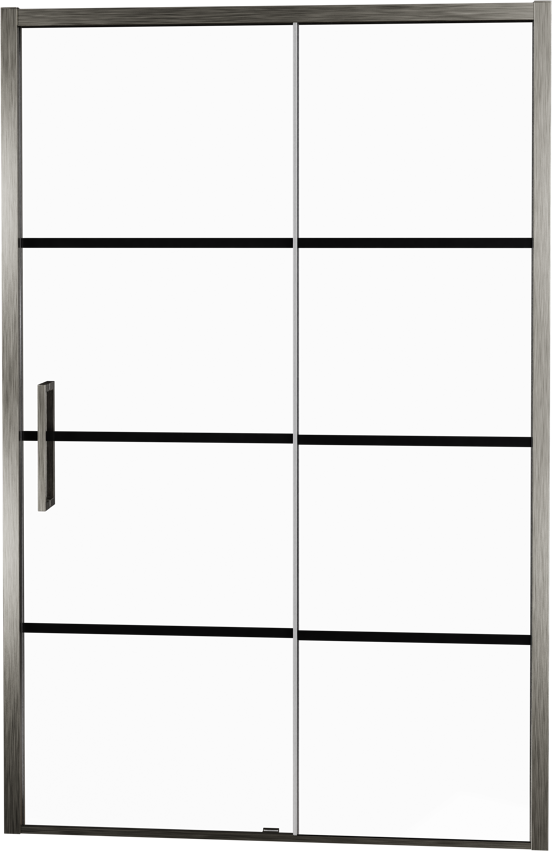 Balmani Senses Design Dusche Schiebetür, Rechts, 120 cm x 210 cm, Lined Glas, Profil Brushed GunMetal