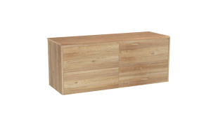 Storke Seda zwevend badkamermeubel 150 x 52 cm ruwe eik met Panton enkel of dubbel tablet in melamine ruwe eik