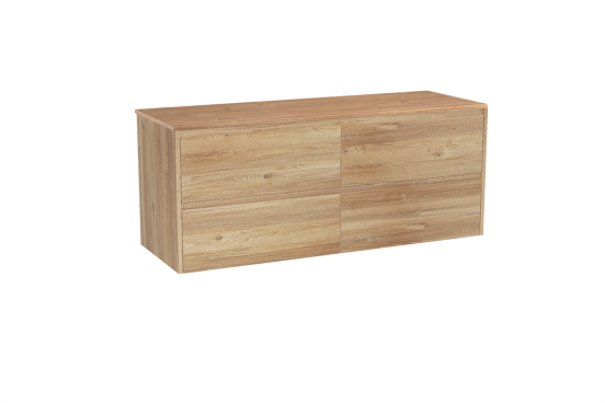Storke Seda hängendes Möbelstück Set: 150 x 52 cm, Rohe Eiche, mit Panton Einzel- oder Doppel Waschtischplatte, Melamin Rohe Eiche