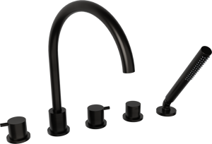 Blaufoss Round robinet baignoire sur gorge 5 trous avec douchette noir mat