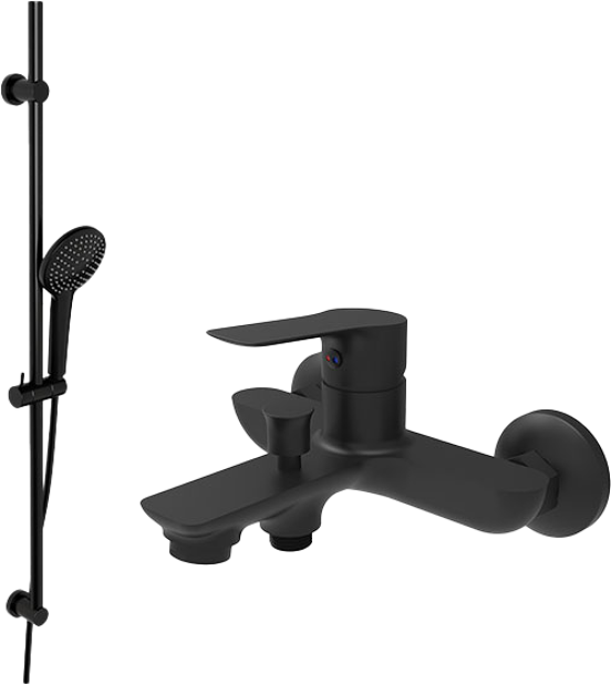 Linie Mila robinet baignoire mitigeur montage mural extérieur noir mat