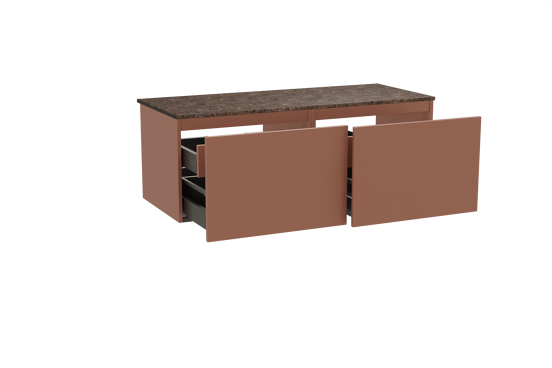 Balmani Sfera hängendes Möbelstück Set: 135 x 55 cm, Cotto, mit Stretto Einzel- oder Doppel Waschtischplatte, Marmor Dark Emperador