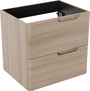 Linie Curvo zwevende wastafelonderkast 60 x 46 cm lichte eik 2 lades