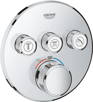 Grohe Grohtherm SmartControl Round Thermostat-Duscharmatur: Unterputz, für 3 Verbraucher, Chrom glänzend