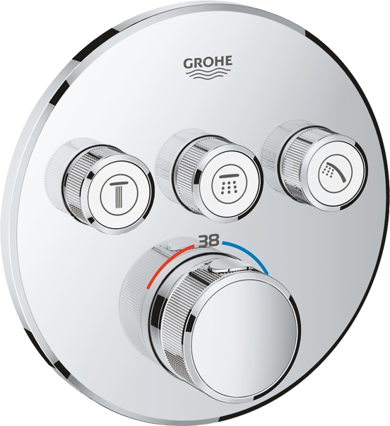 Grohe Grohtherm SmartControl Round Thermostat-Duscharmatur: Unterputz, für 3 Verbraucher, Chrom glänzend