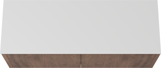 Balmani Eclips meuble salle de bains suspendu 150 x 55 cm Noyer américain avec Stretto tablette simple ou double en Solid Surface blanc mat