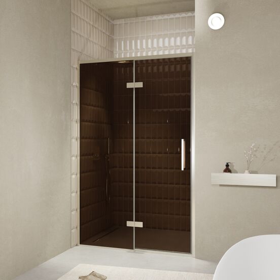 Balmani Senses Design douche draaideur links 140 cm x 210 cm Brons glas, Brushed CoolMetal profielen