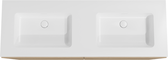 Storke Edge meuble salle de bains à poser 150 x 52 cm chêne brut avec Mata double vasque en solid surface blanc mat