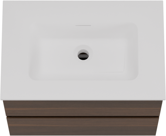 Storke Edge meuble salle de bains suspendu 60 x 40 cm noyer avec Mata plan simple en solid surface blanc mat