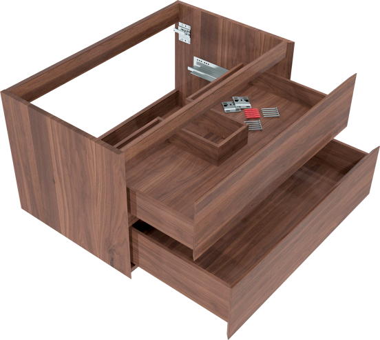 Balmani Mitra meuble sous-lavabo suspendu 90 x 55 cm noyer Américain 2 tiroirs