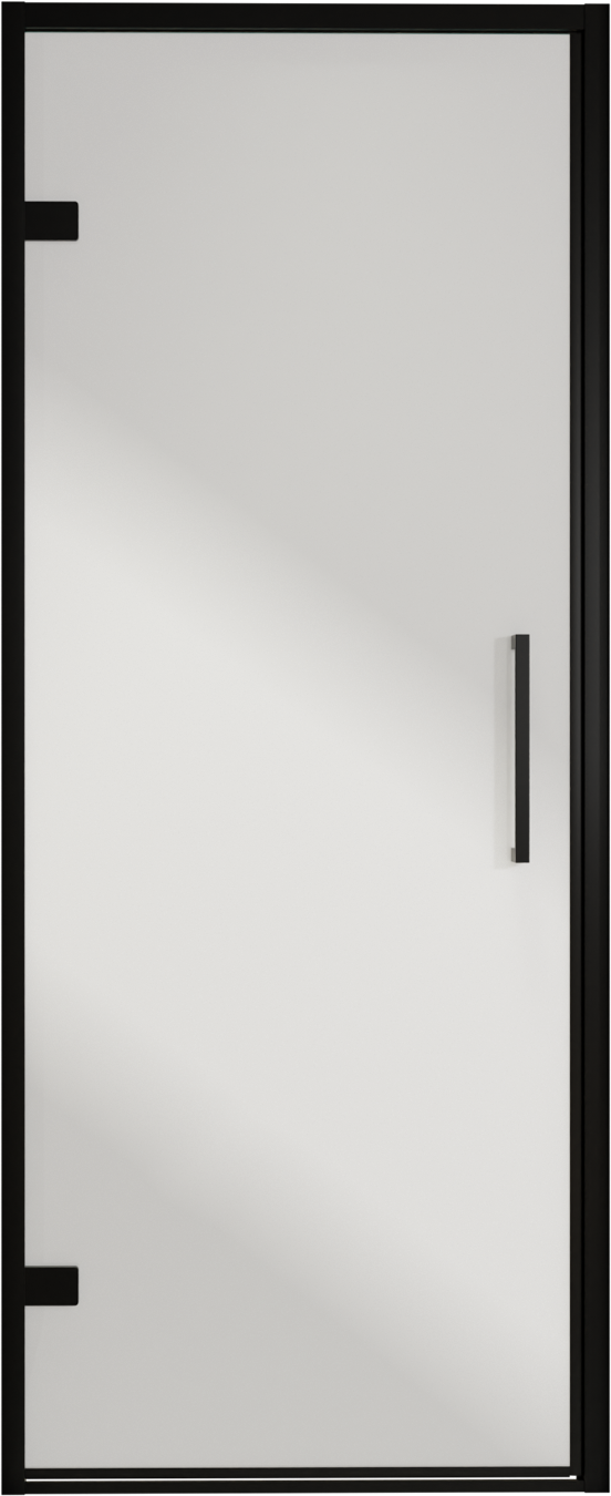 Balmani Senses Design douche draaideur links 90 cm x 210 cm Reflex spiegelglas, Zwarte profielen, met coating