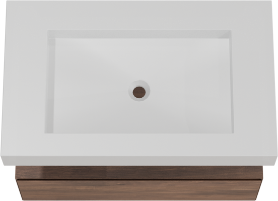 Balmani Mitra Elements hängendes Möbelstück Set: 90 x 55 cm, Amerikanischer Nussbaum mit Modus Einzelwaschtisch, Solid Surface Weiß matt