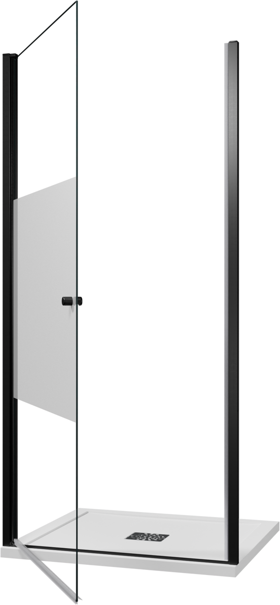 Luca Varess Kuresa porte pivotante 100 x 200 cm verre transparent avec bande matte profil noir mat