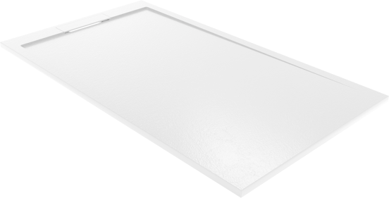 Balmani Indus douchebak 160 x 90 cm composietmarmer mat wit leisteenstructuur