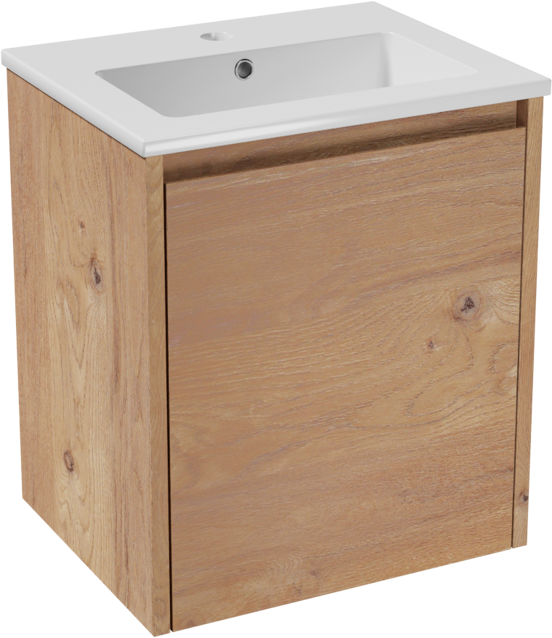 Storke Seda meuble salle de bains suspendu 45 x 35 cm chêne brut avec Diva plan simple en marbre composite blanc brillant