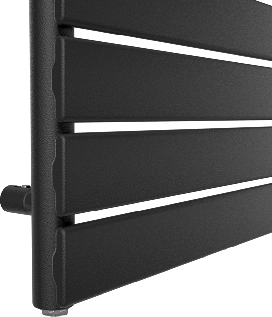 Vipera Vulcan enkele handdoekradiator 50 x 150 cm centrale verwarming mat zwart zij- en middenaansluiting 740W