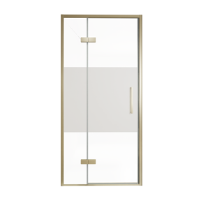 Balmani Senses Design douche draaideur links 100 cm x 210 cm Helder glas met matte strook, Brushed Champagne Gold profielen