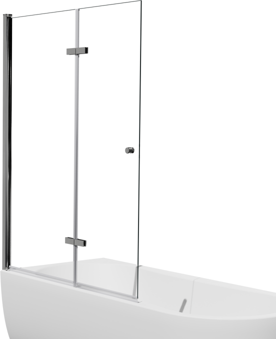 Luca Varess Kuresa zweiteilige zusammenklappbare Badewannenaufsatz: 120 cm, Klarglas, Chrom Profil