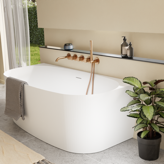 Blaufoss Pavilion Robinet de baignoire encastré Brushed Rosegold set douchette incl. incl élément intégré