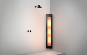 Sunshower One L d'angle en saillie en noir avec lumière infrarouge