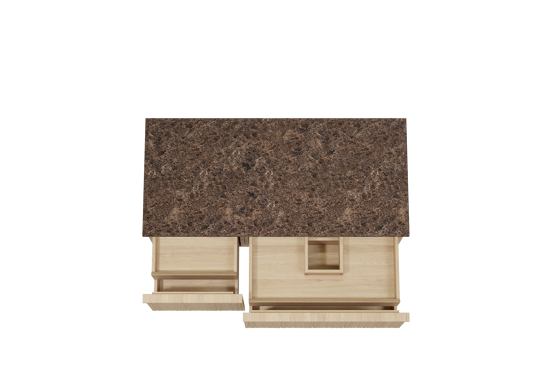 Balmani Forma zwevend badmeubel 120 x 55 cm naturel eiken met Stretto enkel of dubbel wastafelblad in marmer dark emperador, Verticale asymmetrische ronde ribbel