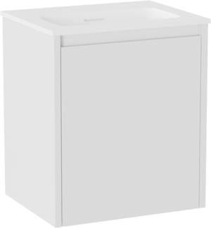 Storke Seda meuble salle de bains suspendu 45 x 35 cm blanc mat avec Mata plan simple en Solid Surface blanc mat