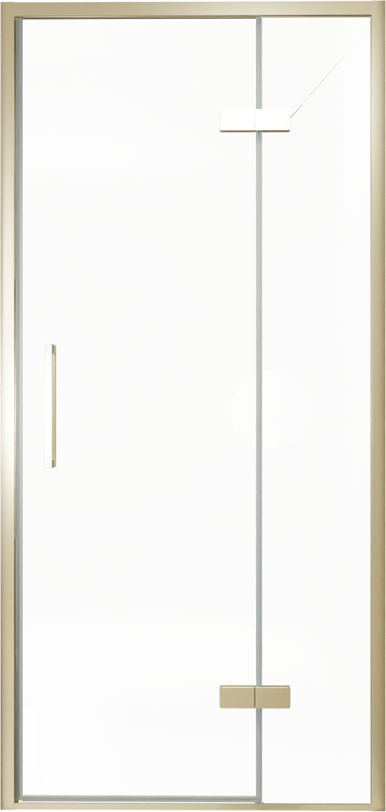 Balmani Senses Design douche draaideur rechts 100 cm x 210 cm Helder glas, Brushed Champagne Gold profielen, met coating