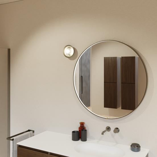 Balmani Secret rond badkamerspiegel Brushed Gunmetal Ø 90 cm met spiegelverlichting en anti-damp