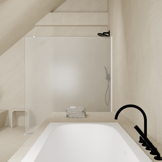 Balmani Modular inloopdouche: 80 x 200 cm, Permafrost met coating, Mat witte profielen