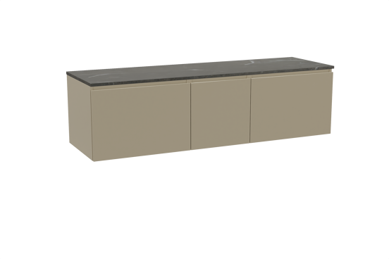 Balmani Sfera zwevend badmeubel 180 x 55 cm dune met Stretto enkel of dubbel wastafelblad in marmer pietra grey