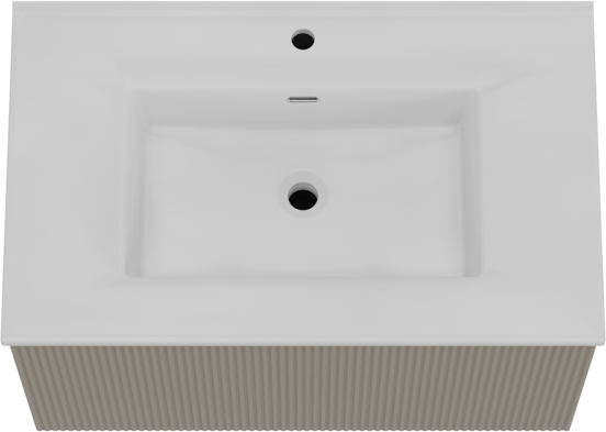 Storke Ribs meuble salle de bains suspendu 85 x 52 cm soie grise avec Kera plan simple en céramique blanc mat