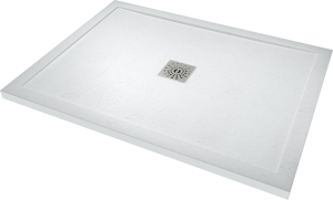 Linie Lido receveur de douche 120 x 90 cm marbre composite blanc mat structure en ardoise