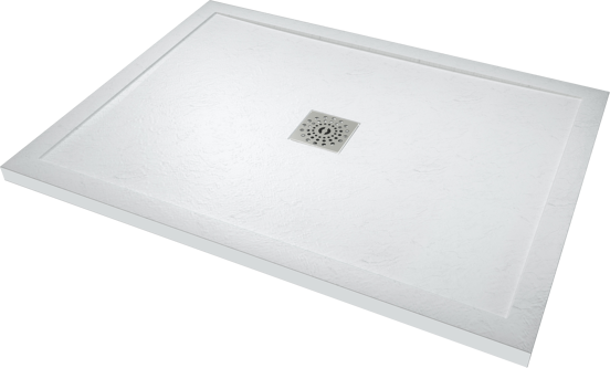 Linie Lido douchebak 120 x 90 cm composietmarmer mat wit leisteenstructuur