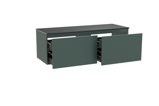 Balmani Sfera meuble salle de bains suspendu 150 x 55 cm forest avec Stretto tablette simple ou double en granit noir