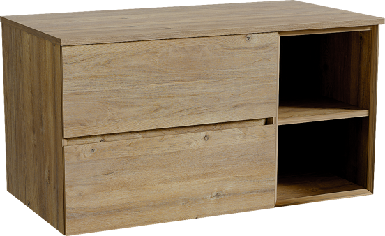 Storke Edge meuble salle de bains suspendu 100 x 52 cm chêne brut avec Panton tablette simple en mélaminé chêne brut