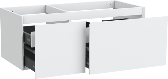 Balmani Idra meuble sous-vasque suspendu 120 x 55 cm asymétrique à droite blanc mat 4 tiroirs
