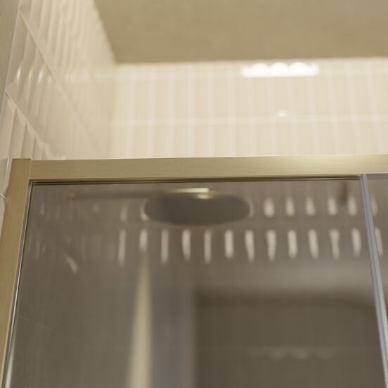 Balmani Senses Design porte coulissante à gauche 120 cm x 210 cm verre Miroir Reflex, Profil Brushed Champagne Gold