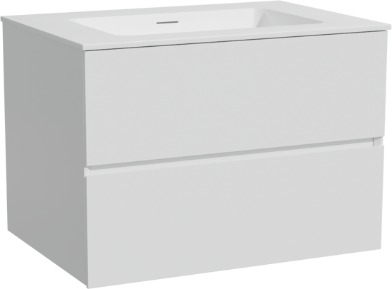 Storke Edge meuble salle de bains suspendu 75 x 52 cm blanc mat avec Mata plan simple en solid surface blanc mat